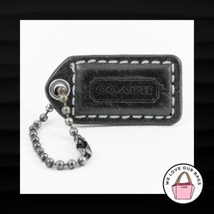 1.5" Small COACH BLACK LEATHER NICKEL FOB CHARM KEYCHAIN HANGTAG WRISTLET